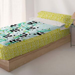 Couchage pr&ecirc;t &agrave; dormir 100% coton bleu 90x200 cm sans rembourrage