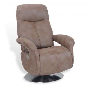 Fauteuil de relaxation électrique 2 moteurs en tissu microfibre marron