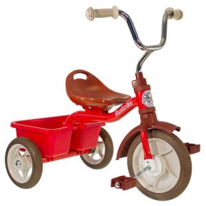 Tricycle en m&eacute;tal rouge avec benne Transporter Italtrike
