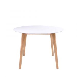 Table &agrave; manger 2 personnes ronde en bois - Blanc