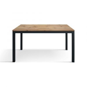 Table basse en bois, finition ch&ecirc;ne, base anthracite, 160x90-210x90cm