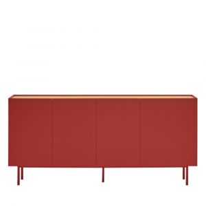 Buffet en bois 4 portes 3 tiroirs L165cm - Rouge