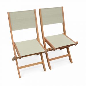 Lot de 2 chaises de jardin en bois gris