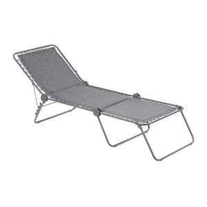 Bain de soleil pliant matelass&eacute; en acier gris L192xl71xH90