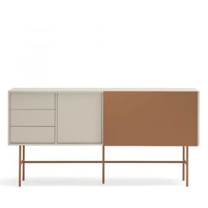 Buffet avec porte coulissante en bois L180 cm - Marron argile