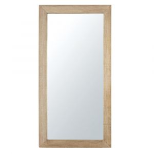 Grand miroir rectangulaire en bois de manguier marron clair 90x180
