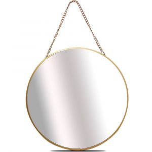 Miroir doré rond suspendu avec chaînette 24cm