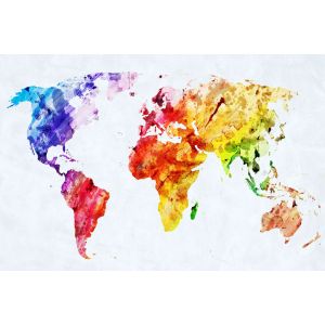 Tableau carte du monde multicolore toile imprim&eacute;e 120x80 cm