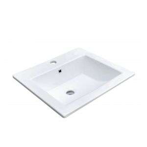 Vasque rectangulaire &agrave; encastrer c&eacute;ramique blanche 50x43cm