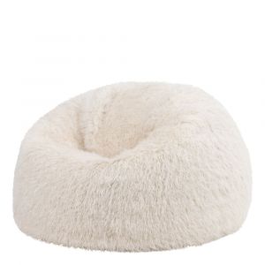 Pouf fausse fourrure beige