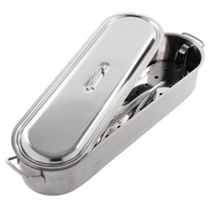 Poissonni&egrave;re 500 mm en acier inoxydable avec &eacute;gouttoir   vogue