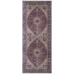 Tapis Vintage tiss&eacute; plat Anthea Rouge Prune 80x150cm