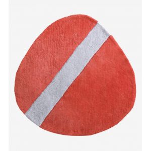 Tapis forme galet en coton rouge