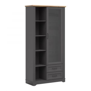 Vaisselier 1 porte 2 tiroirs stratifi&eacute;s gris