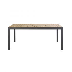 Table de jardin extensible en aluminium coloris imitation teck et gris anthracite 8/12 personnes L180/270
