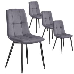 Lot de 4 chaises rembourr&eacute;es chaises de salle &agrave; manger gris