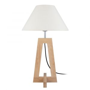 Lampe &agrave; poser bois H56cm naturel;Abat-jour:  &eacute;cru