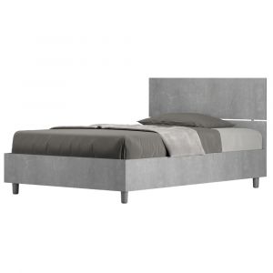 Lit coffre 120x190 t&ecirc;te de lit droite effet bois gris b&eacute;ton