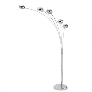 Lampadaire 5 branches en métal chromé H198