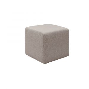 Pouf carré en tissu bouclette Gris Clair