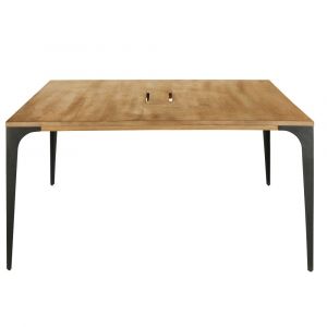 Table de réunion en manguier clair et métal grisé L145