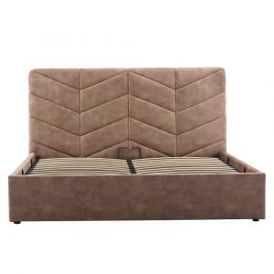 Lit coffre en Velours 160x200 cm taupe