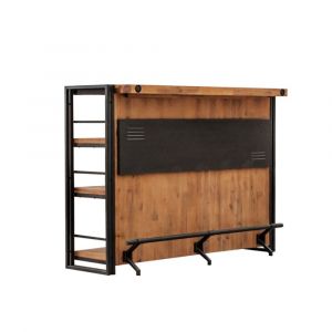 Bar industriel comptoir 140 cm en bois d'acacia et m&eacute;tal