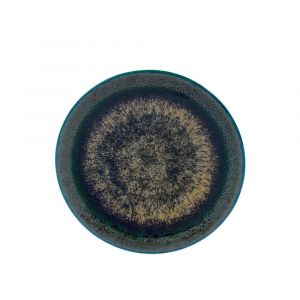 Assiette &agrave; dessert en Porcelaine Vert/Bronze