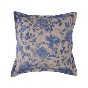 Coussin en satin ecorce/bleu nautique 45 x 45 cm