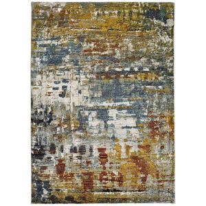 Tapis descente de lit gris/bleu/rouille 60x120 cm