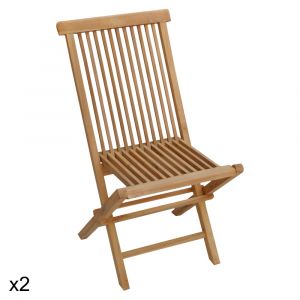 Lot de 2 chaises de jardin en teck