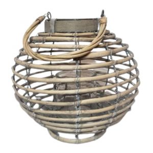 Lanterne jardin ext&eacute;rieur &agrave; suspendre bougie ancienne rotin 28cm