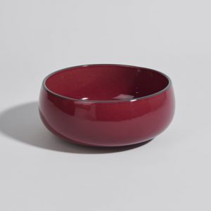 Assiette creuse en c&eacute;ramique rose et verte