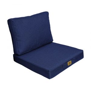 Coussins pour fauteuil effet lin d&eacute;houssable 60x60cm Bleu indigo