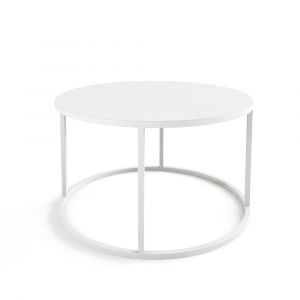Table basse de salon en m&eacute;tal blanc,&Oslash; 60 / 35cm