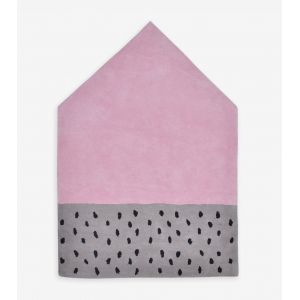 Tapis forme maison en coton rose