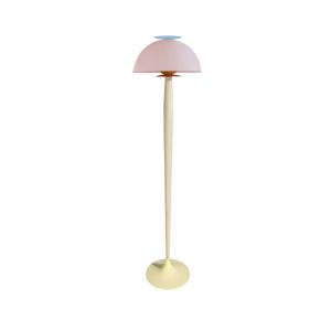 Lampadaire bois,m&eacute;tal H165cm rose;Abat-jour: beige