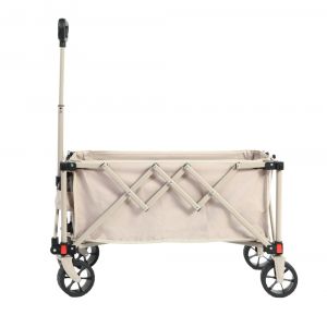 Chariot pliant de jardin beige avec roues , 80L, poign&eacute;e r&eacute;glable