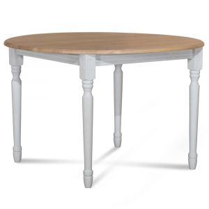 Table extensible ronde bois D115 avec 1 allonge et pieds tourn&eacute;s