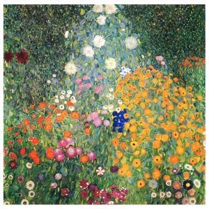 Tableau impression sur toile Jardin de Fleurs Gustav Klimt 60x60cm