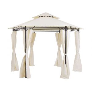 Tonnelle de jardin m&eacute;tal 350 cm 350 cm beige