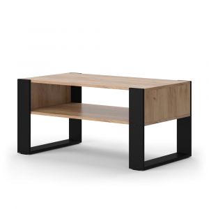 Table basse avec tablette, Chêne de force doré 92 x 52,4cm