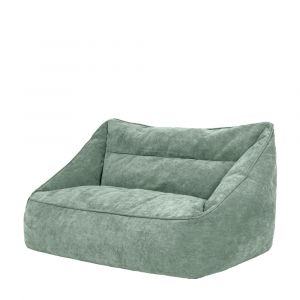 Pouf g&eacute;ant canap&eacute; en tissu chenille textur&eacute; vert sauge