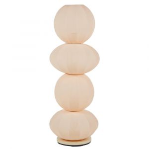 Lampadaire colonne en tissu beige cr&egrave;me H131