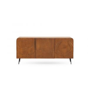 Buffet 3 portes couleur miel en bois massif de manguier