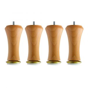Lot pieds de lit diabolo en bois vernis Haut. 17 cm (lot de 4)