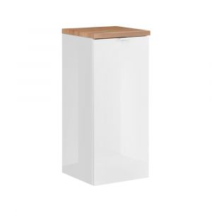 Demi-colonne 1 porte panier &agrave; linge stratifi&eacute;s blanc et beige
