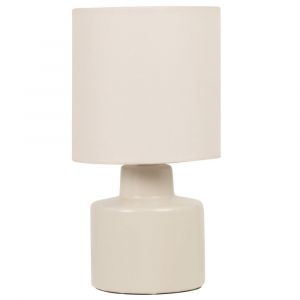 Lampe en c&eacute;ramique et abat-jour beige ros&eacute;