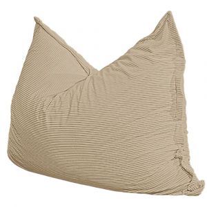 Pouf velours c&ocirc;tel&eacute; d&eacute;houssable beige 180 x 140 cm