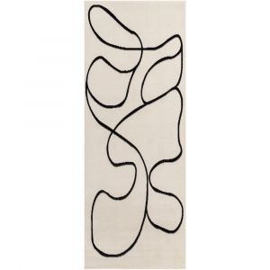 Tapis de Couloir Scandinave Boh&egrave;me Blanc/Noir 80x220